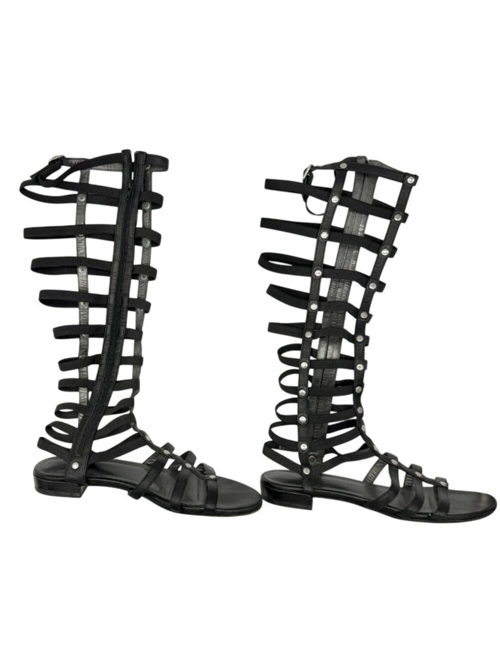 Stuart Weitzman Gladiator Sandal Black Nappa Leather - Size 6